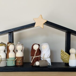 kerststal hout zwart